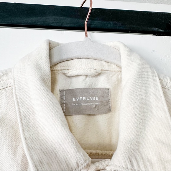 Everlane The Short Sleeve Denim Coverall Ecru Cream Size 0 - Picture 6 of 10